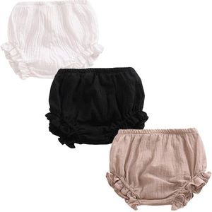 3PC Shorts Set Baby Girls Pants Cotton Linen Blend Bloomers Triangle Shorts